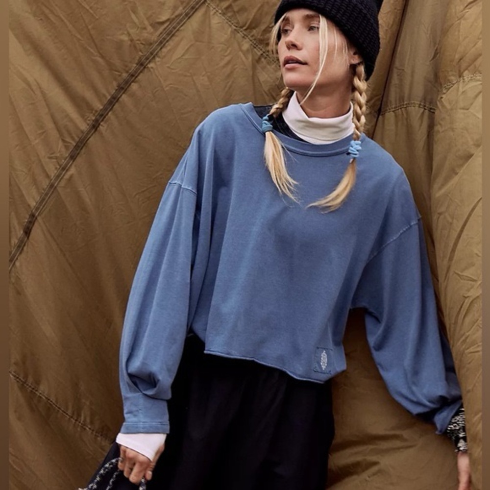 Free People FP Movement Inspire Layer - Small Misty Blue - NWOT